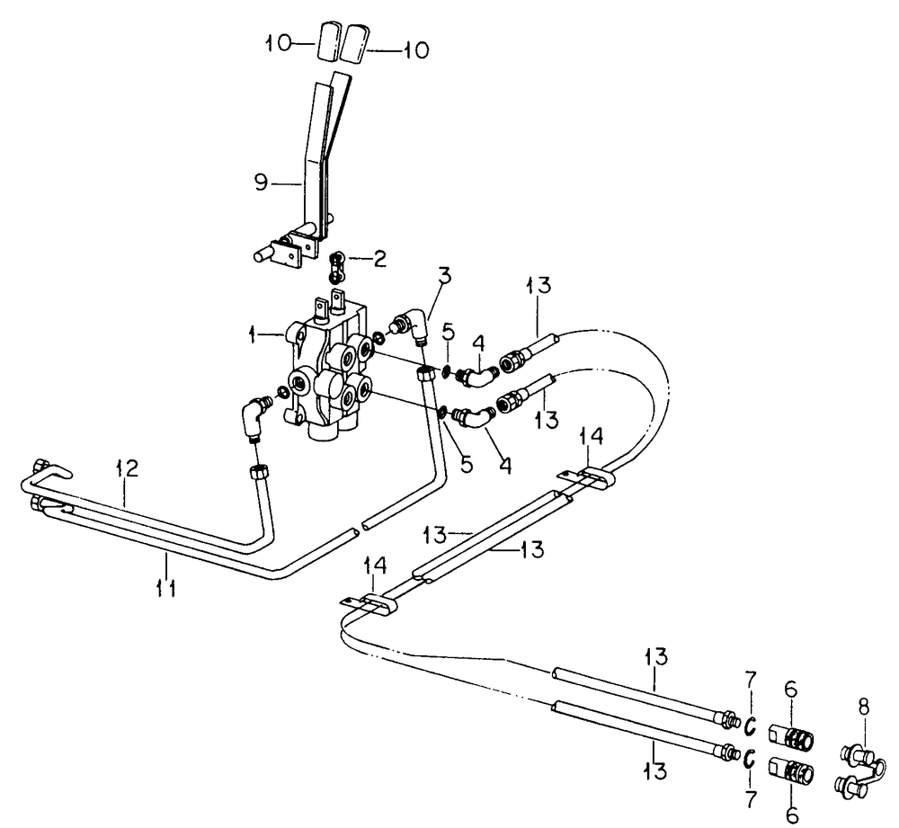 Hydraulic Front Outlet Unit Diagram and Parts List for 1914 145986100-145986399-146986100-146986399 Cub Cadet Lawn Tractor